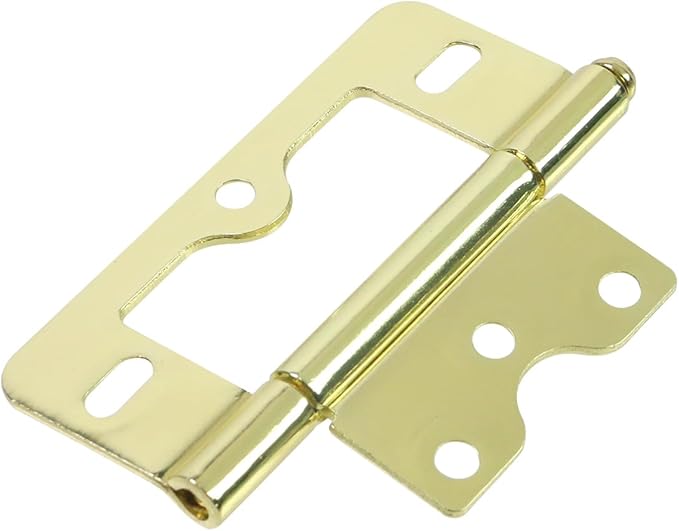 Wealrit 6 PCS Self Closing Door Hinges Gold Heavy Duty Gate Hinge Non-Mortise Hidden Hinges Bifold Door Closer Exterior Screen Hardware with Screw for Home, Corner Cabinet Doors, Wood