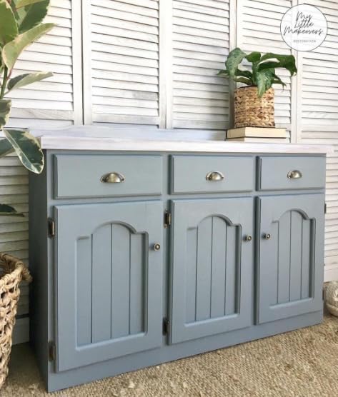 Dixie Belle Silk All-in-One Mineral Paint - Wharf (16oz) - Neutral Gray Water Based Built-In Primer + Topcoat for Wood + Metal - Durable Furniture Paint - Low Reflective Finish