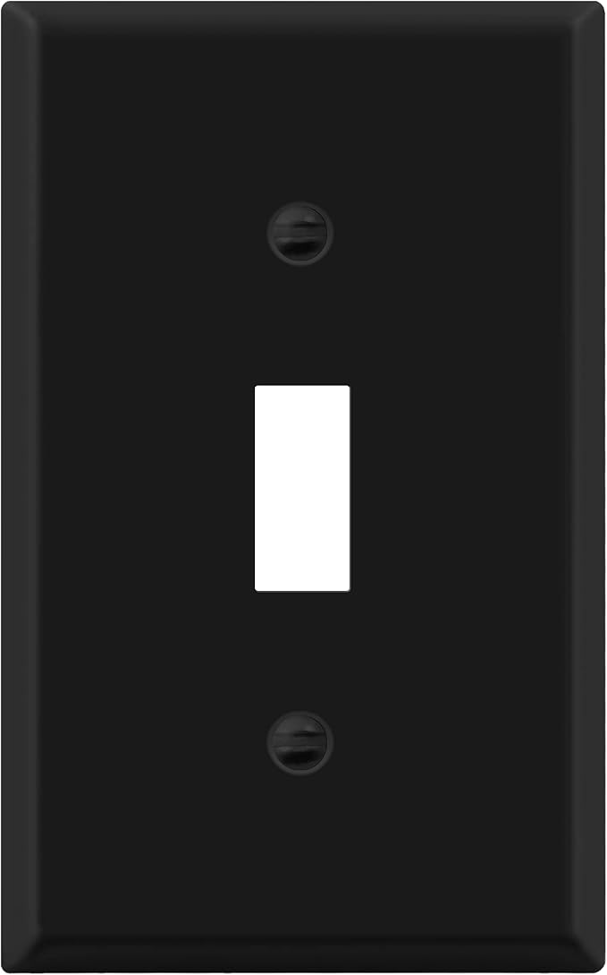ENERLITES Toggle Light Switch Metal Cover Plate, Wall Plate, Corrosion Resistant, Standard Size 1-Gang 4.50" x 2.76", Powder Coated Stamped Steel, 7711-BM, Black Matte