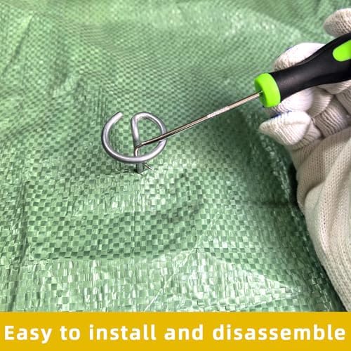 8 Inch Circle Top Landscape Staples, 200Pcs 8 Gauge Galvanized Steel Heavy Duty Gardn Stakes for Outdoor Gardening Weed Barrier Sod Fabric