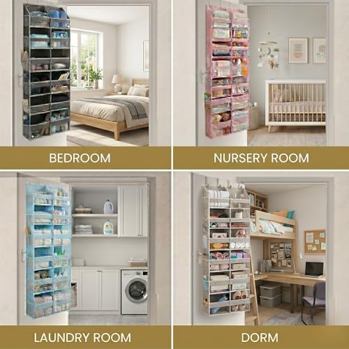 HOMELUX THEORY Over the Door Organizer, 6-Tier XL, 100D Fabric, Transparent
