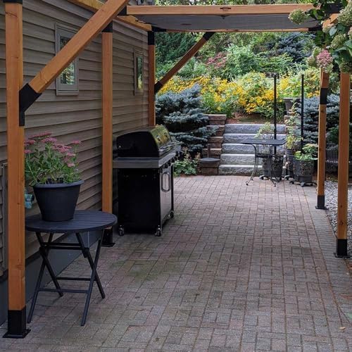 4Pcs 45 Degree Angle Brackets for Pergola Kits - Heavy-Duty Metal Gazebo Brackets & 2x4 Wood Connector, Universal DIY Pergola Bracket Kit with Lumber Compatibility