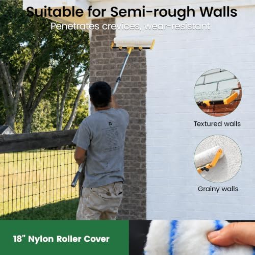 VOOMEY 18 Inch Paint Roller Kit, 1.34m Telescopic Pole for Home Painting