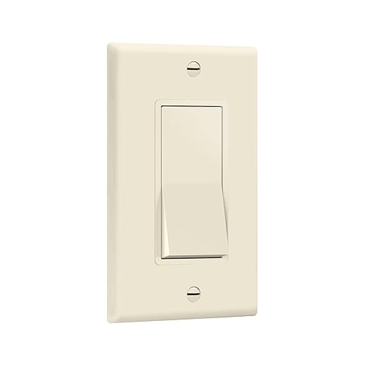 ENERLITES Decorator On/Off Paddle Switch with Wall Plates, Single Pole, 3 Wire, Grounding Screw, Residential Grade, 15A 120V/277V, UL Listed, 91150-LAWP