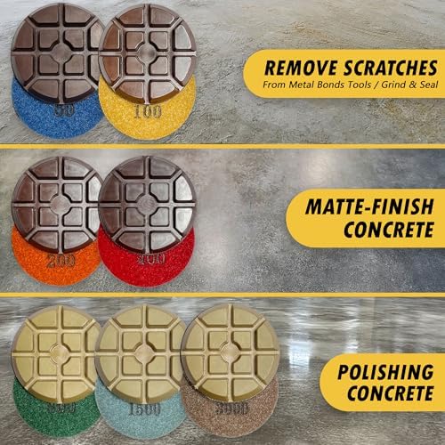 3" Resin Diamond Polishing Pads for Concrete, Dark Resin, #400Grit