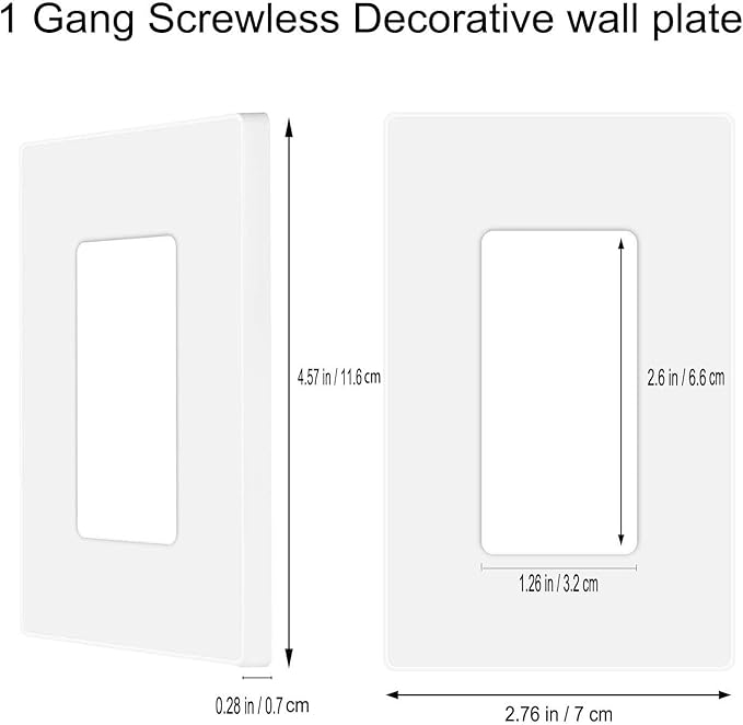 ZEFTV Screwless Decorator Wall Plates 1-Gang Switch Outlet Electrical Cover Plate Unbreakable Thermoplastic Faceplate for Decorative Receptacle Outlet Switch, White (10 Pack)