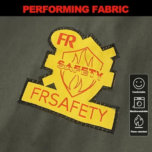 FR Shirts for Men 7oz Hi Vis Fire Resistant Shirts CAT2 Welding Shirt 100% Cotton Flame Resistant Shirt Dark Green(5X-Large)