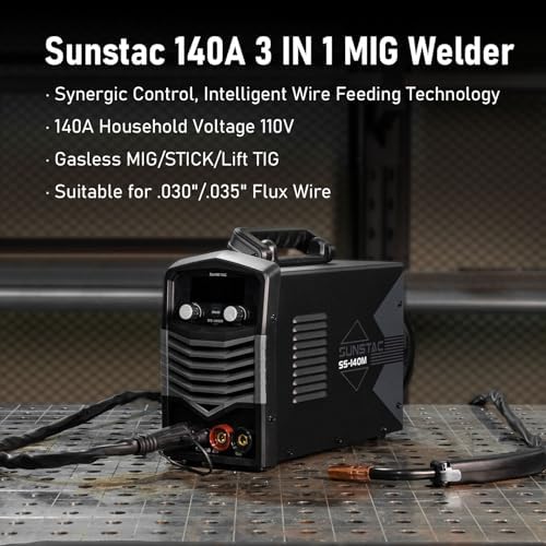 Sunstac 140A 3 in 1 MIG Welder 110V with IGBT Inverter