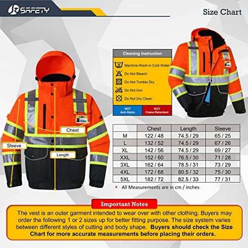 JKSafety Safety Jakcet for Men Women 3M Reflective Tape JK118 OBlack XL