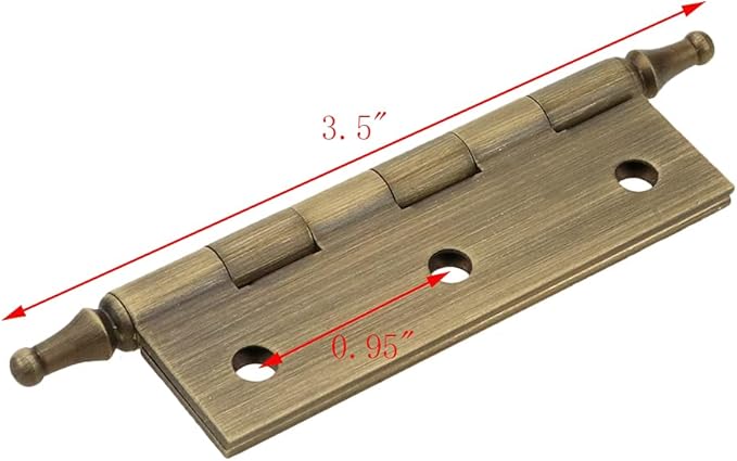Mcredy Door Hinges 2.5 Inch Retro Brass Bronze Cabinet Hinges Loose Pin with Ball Finials for Kitchen Cabinets Hardware, 2 Packs