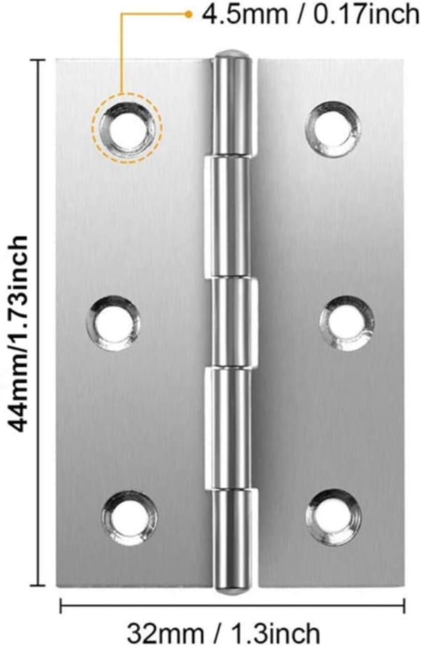 2 inch Stainless Steel Folding Butt Hinges Silver Tone Home Furniture Hardware Closet Cabinet Door Hinge, 10 Pack