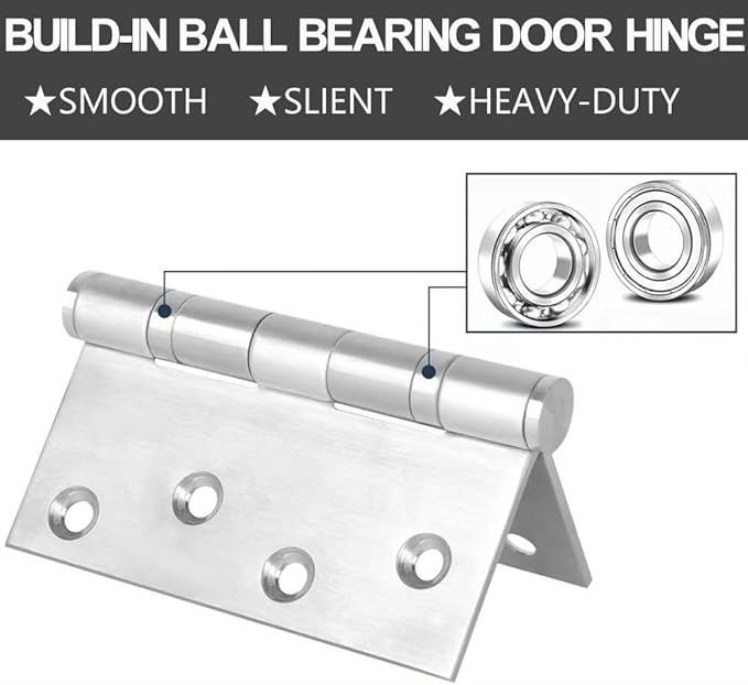 2 Packs of Square 4x4inch Black Stainless Steel 3MM Thickened Door Hinges, Bearing Door Hinges, Window Hinges, Indoor and Outdoor Hinges with Screws