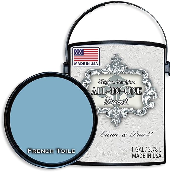 ALL-IN-ONE Paint by Heirloom Traditions, French Toile (Vivid Blue), Gallon - Durable cabinet and furniture paint. Built in primer and top coat, no sanding needed. Includes our 30 featured color card.