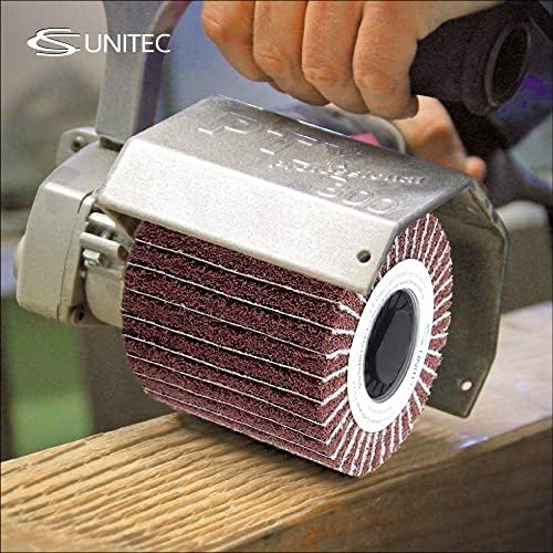 C.S. Unitec PTX Interleaf Combi Wheel | 180 Grit Metal & Wood Buffer Polisher Machine Attachment for Grinder Tool | 4" Diameter x 6" Wide (47323)
