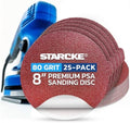 8 inch Sanding Disc Self Stick Orbital Sander Pads 25 Pack No Hole - Premium 80 Grit Sandpaper Discs Aluminum Oxide, Durable PSA Sand Paper, Round Sanding Discs Adhesive Back for Wood & Metal