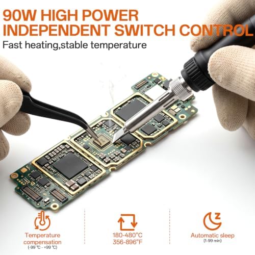 BK8586D Soldering Station 2-In-1 SMD Hot Air Rework Station,Solder Iron Station Kit for Electronics, 5 Soldering Tips, 2 Hot Air Nozzles,Tweezers, Solder Wire,Desoldering Pump,Solder Sucker