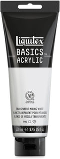 Liquitex BASICS Acrylic Paint, 250ml (8.5-oz) Tube, Transparent Mixing White