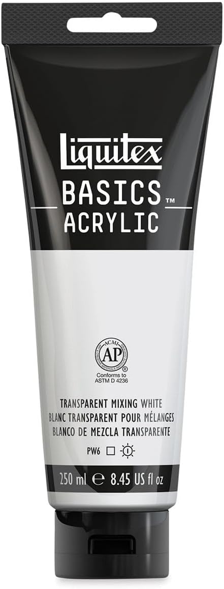 Liquitex BASICS Acrylic Paint, 250ml (8.5-oz) Tube, Transparent Mixing White