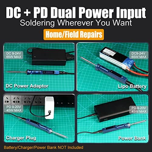 Blue Original TS101 Soldering Iron Station Kit Upgraded from TS100 Portable Soldering Pen Digital Programmable Electric DC 65W PD 45W with USB Type C Cable (B2 Solder Tip)
