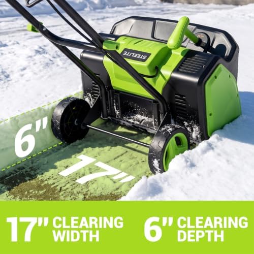 STEELITE 17 Inch Electric Cord Snow Shovel with Wheels