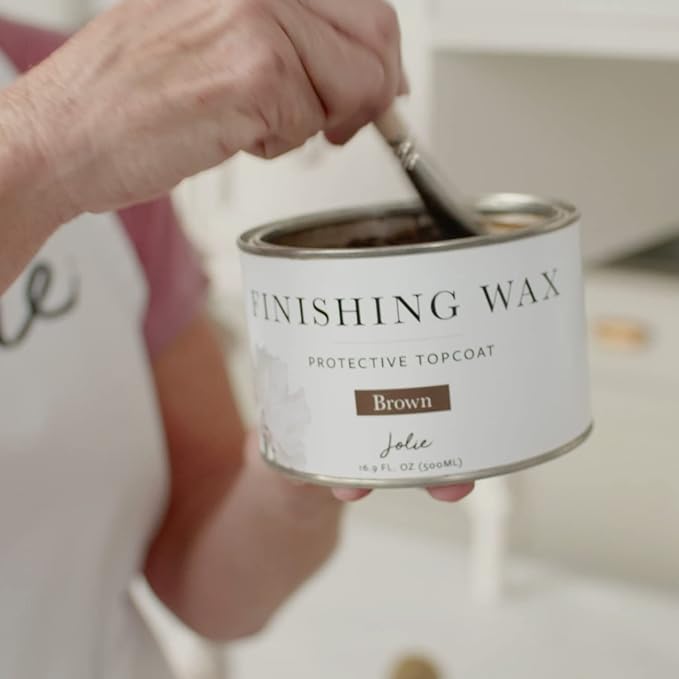 Jolie Finishing Wax - Protective topcoat Paint - Use on interior furniture, cabinets, walls, and accessories- Odor-Free,Non-Hazardous-Brown-500ml