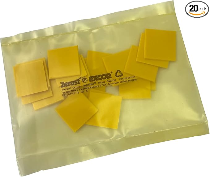 Zerust Rust Prevention Plastabs 1" x 1" - Pack of 20 | Plastabs are Thin, Light, Rigid polyethylene Squares That are Made with Patented Corrosion-Inhibiting Technology | Made in the USA