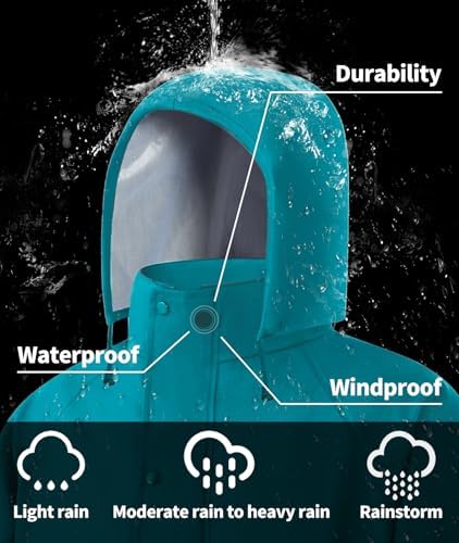RainRider Mens Rain Suits Waterproof Rain Gear Reflective Rain Coat & Pants