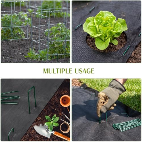 Whonline 75 Pack Green Landscape Staples, 4 Inch Garden Stakes Galvanized