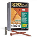 Deck Plus 2-1/2 Inch Epoxy Coated Exterior Wood and Fence Screws #10 x 2-1/2" Torx/Star Drive Included Coarse Thread, Outdoor Rust Resistant Decking Screw, Red, 1lb Box, 73 Pieces | 48429