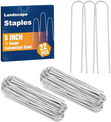 Whonline 22 Pack Landscape Staples, 6 Inch Round-top Garden Stakes