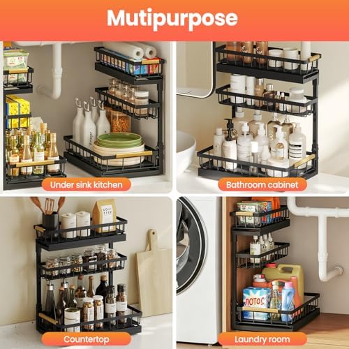 Under Sink Organizer and Storage for Bathroom and Kitchen - 1 Pack 3 Tier