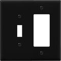 ENERLITES Combination Toggle Light Switch/Decorator Light Switch Plate, Double Switch Wall Plate, Mid-Size 2-Gang 4.88" x 4.92", Polycarbonate Thermoplastic, 881131M-BK, Black