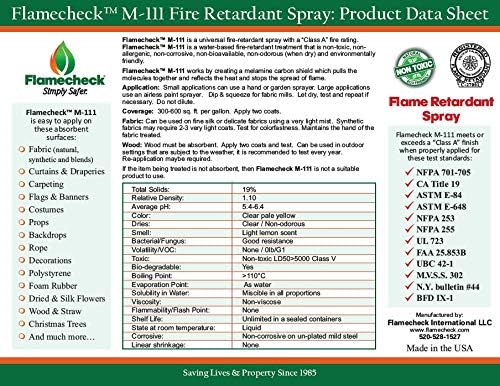 Flamecheck M-111 Fire Retardant Spray (Quart) Class A, Non-toxic and easy to use on fabric, wood, stage curtains and other absorbent surfaces.