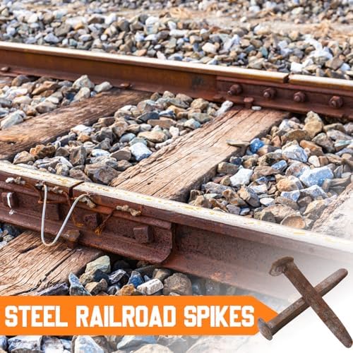 10 pcs Railroad Spike Carbon Steel Rail Road Spike Ties, 6.5 Inch, Corroded