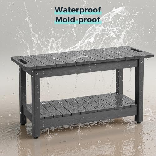 35" Shower Bench, Waterproof HIPS Shower Stool for Shaving Legs