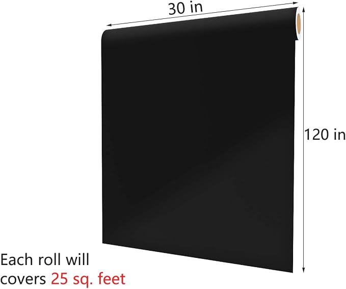 30"x120" Black Wallpaper Peel and Stick Pureblack Wallpaper for Walls Removable Black Contact Paper for Cabinets and Drawers Self Adhesive Large Solid Color Contact Paper Matte Vinyl Wrap