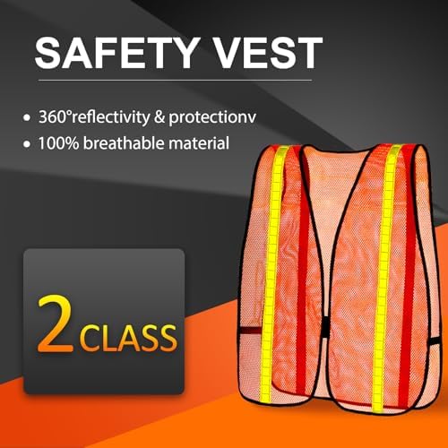 Haysandy 10 Pcs High Visibility Vest Reflective Safety Vest,Orange
