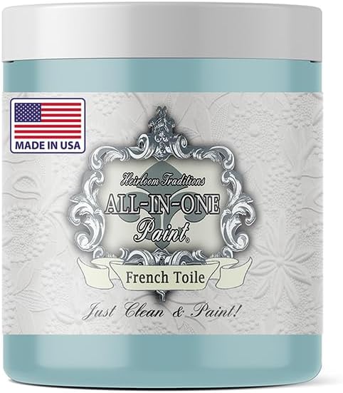 ALL-IN-ONE Paint by Heirloom Traditions, French Toile (Vivid Blue), 8oz Sample - Durable cabinet and furniture paint. Built in primer and top coat, no sanding needed. Includes our 30 featured color