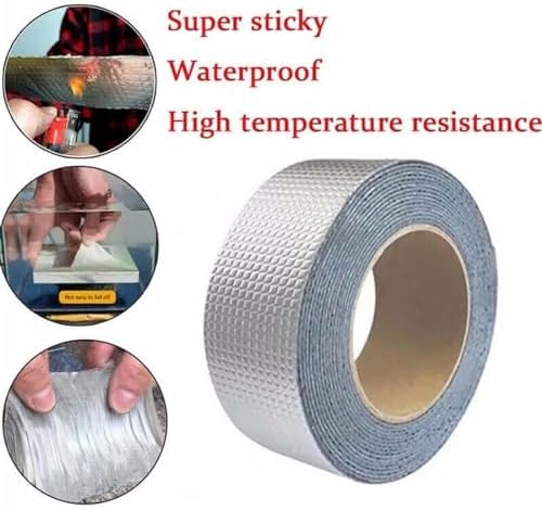 Waterproof Tape Butyl Tape Aluminum Foil Tape Butyl Tape god kvalitet Sealing Tape Repair Tape Self Adhesive Stop Leaks for Roof Walkway Metal Sheet Water Pipe Repairing Sticky Aluminum