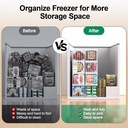 Freezer Organizer Bins, 2 Pack Big Baskets for 5/ 7 Cu.FT Deep Freezer