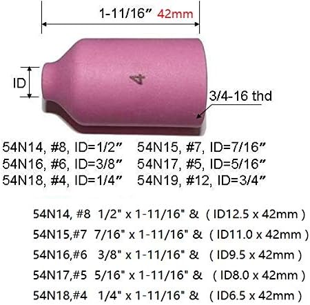 RIVERWELD TIG Gas Lens Collet Body Ceramic Cup 45V 10N 54N 57N kit 43pcs