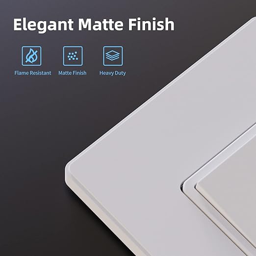 ELEGRP Matte White 3 Way Decorative Light Switch with Plate, 15 Amp, 120-277 Volt, AC Decors Rocker Paddle Wall Switch Replacement, Self-Grounding, Residential Grade, w/Wall Plate, UL Listed (5 Pack)