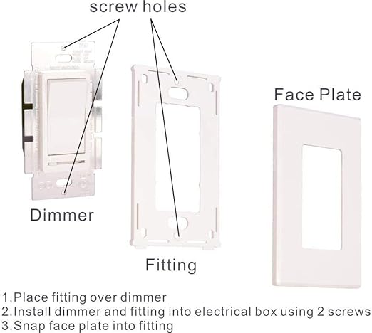 Cloudy Bay in Wall Dimmer Switch for LED Light/CFL/Incandescent,3-Way Single Pole Dimmable Slide,600 Watt max,Cover Plate Included