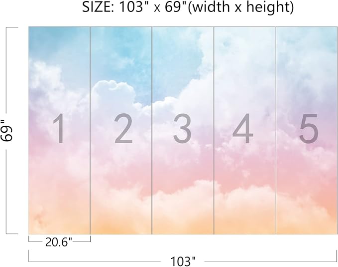 Cliouar-Wall Mural Wallpaper 3D Wallpaper Decorative Powder Cloud Bedroom Living Room Decor 103" x 69"(Not Peel and Stick)