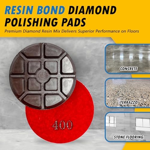 3" Resin Diamond Polishing Pads for Concrete, Dark Resin, #400Grit