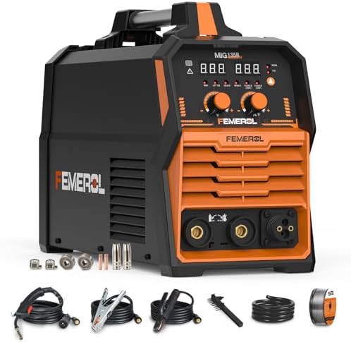 FEMEROL MIG Welder 110V 4 in 1 Multiprocess Welding Machine 135A Gas/Gasless Flux Core MIG Welder/Lift TIG/Stick With Synergy IGBT Inverter