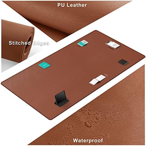 CENNBIE MAX200 78.7" x 39.4" Leather Desk Mat, Extra Large Desk Pad Blotter Protector, Extended Table Pad, Waterproof PU Leather Desk Mat on top of desks Large for Office and Home (Brown)