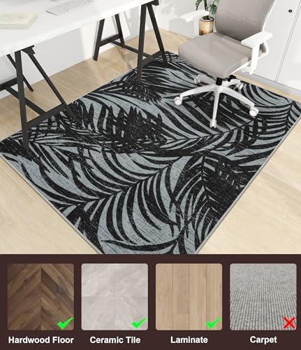 chakme Office Chair Mat for Hardwood Floor, 72"x48" Easy Glide Computer Desk Mat Protector for Rolling Chair Under Desk Rug Nonslip Backing, Machine Wash, (Leaf)