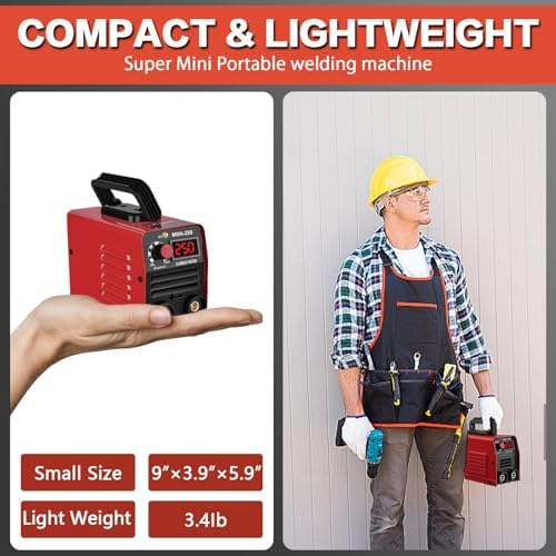 Super Mini Stick Welder Machine,110V 250A ARC Portable MMA Welding Machine for Beginners,Welding Machine with 10pcs Welding Rod Tools,IGBT Inverter Welder,Hot Start Arc Force Anti-stick (Red)