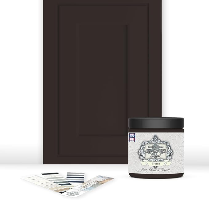 ALL-IN-ONE Paint by Heirloom Traditions, Truffle (Warm Dark Brown), 8oz Sample - Durable cabinet and furniture paint. Built in primer and top coat, no sanding needed. Includes our 30 featured color